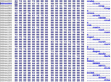 Profanity hex sample